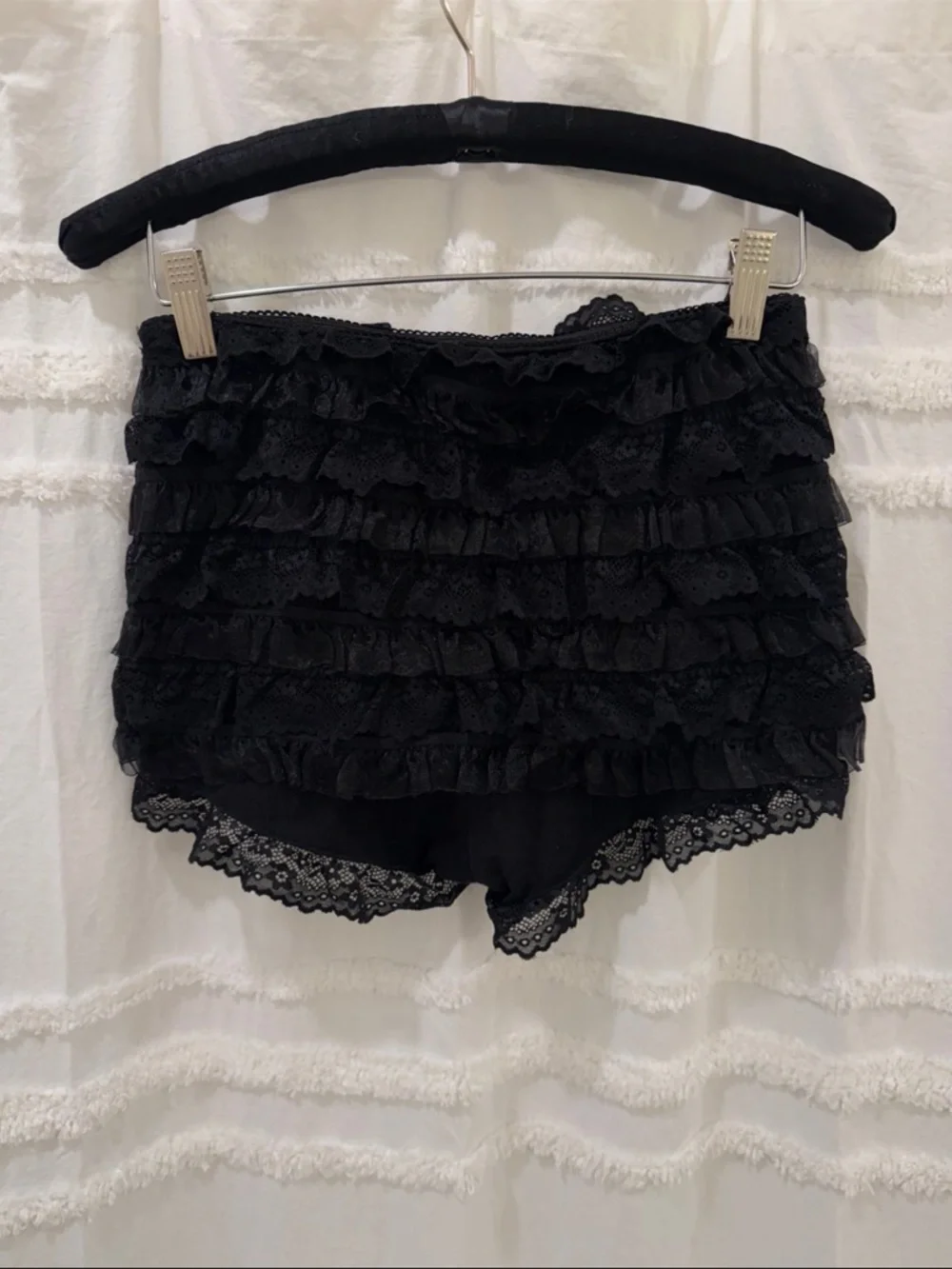 Black Ruffle Micro Shorts - Picture 2 of 3